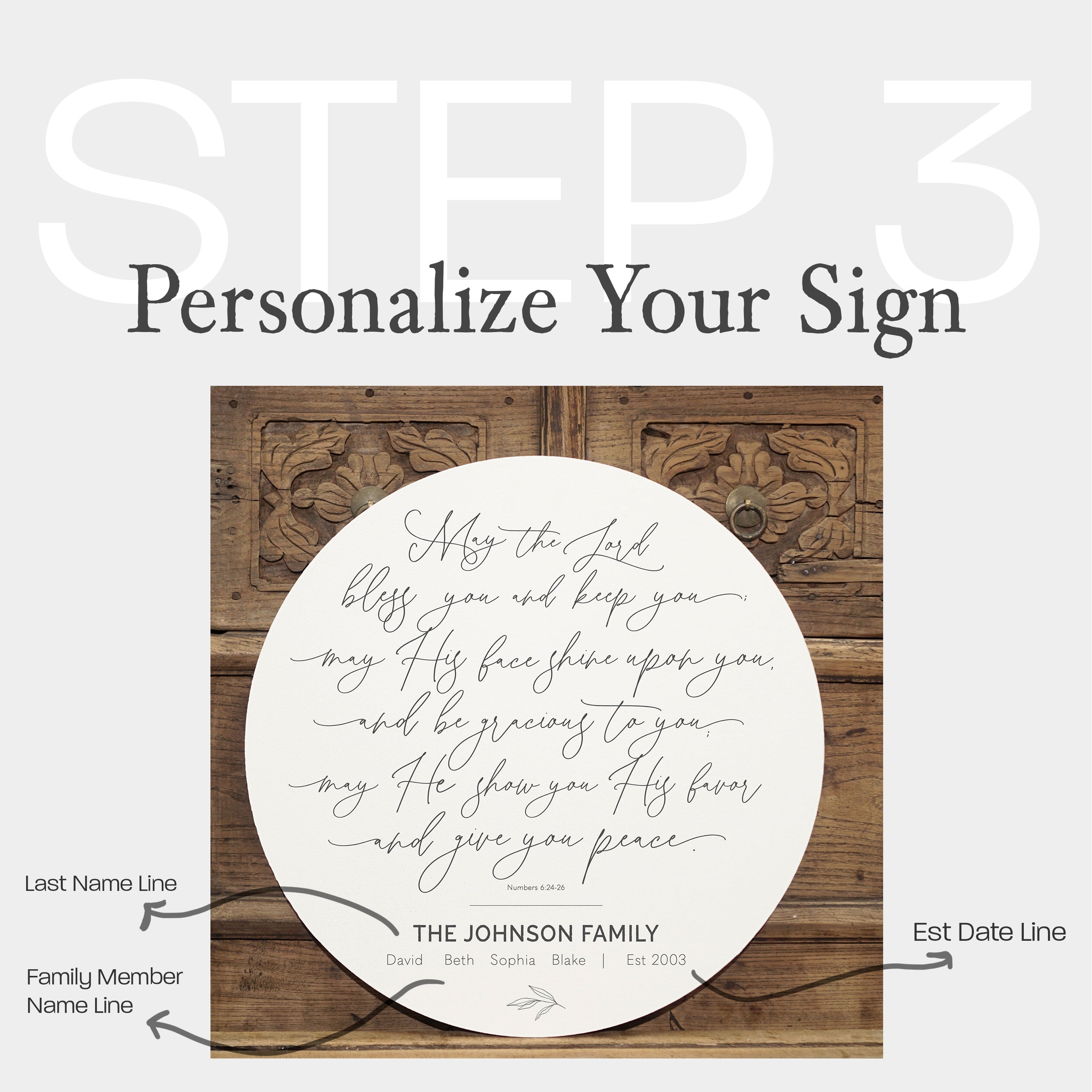 View of what can be Personalized. Blessed Sign | Custom Family Sign | Custom Wood Sign Wood Signs The WAREHOUSE Studio