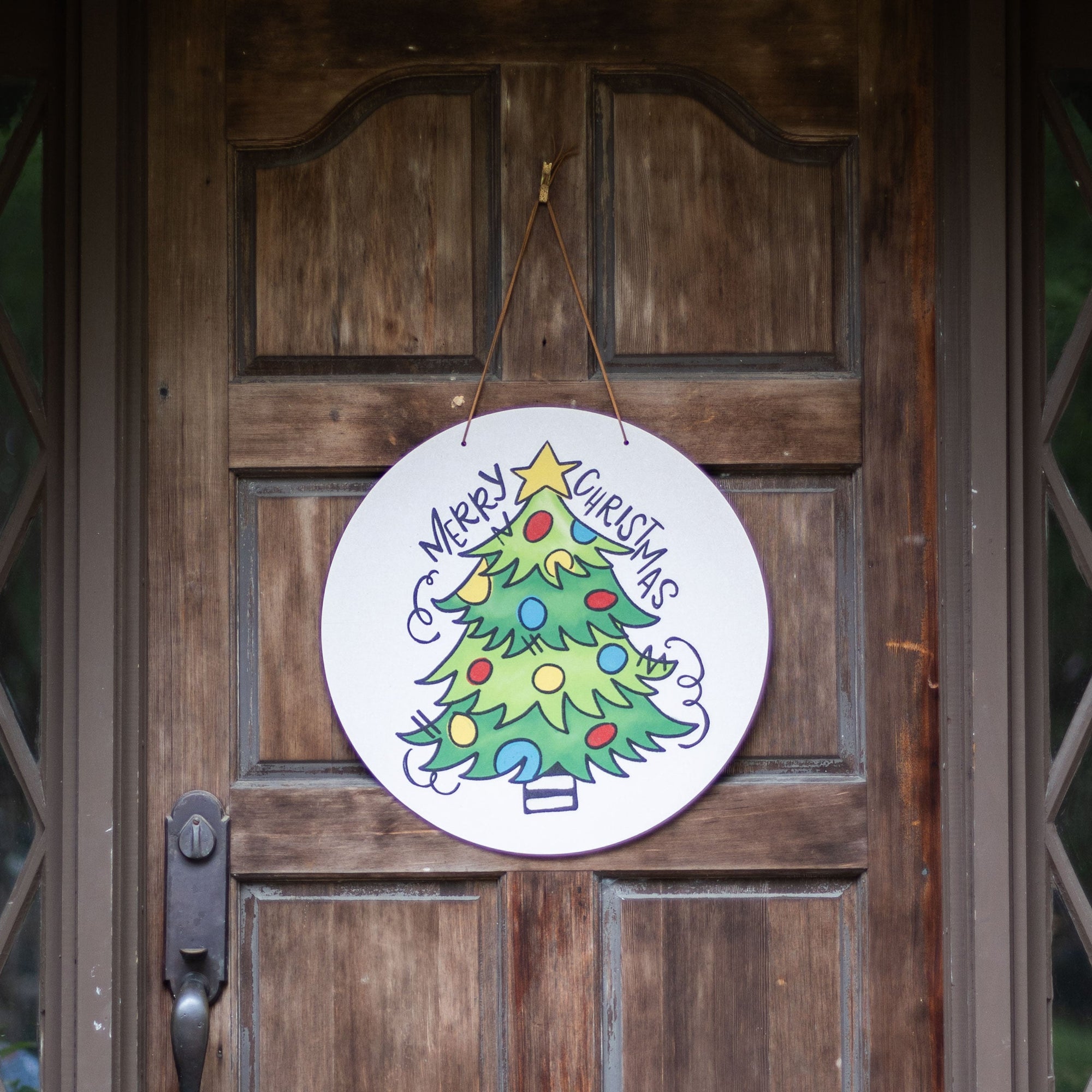 Front View. Christmas Door Hanger, Whimsy Tree Outdoor Ornament/Decor The WAREHOUSE Studio 
