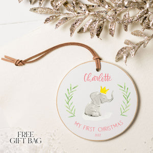Customizable Ornament | Baby Elephant with Crown Holiday Ornaments The WAREHOUSE Studio