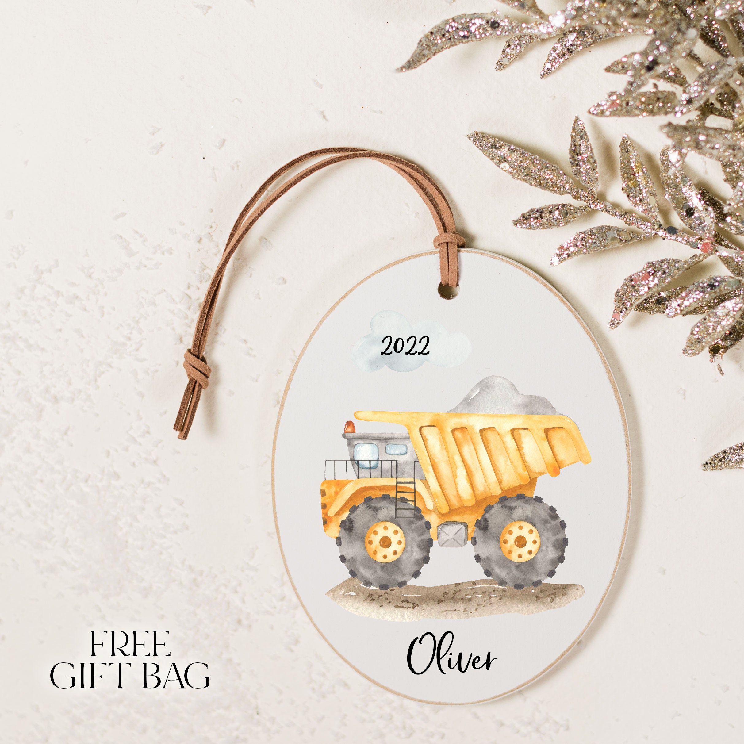 Customizable Ornament | Dump Truck Holiday Ornaments The WAREHOUSE Studio