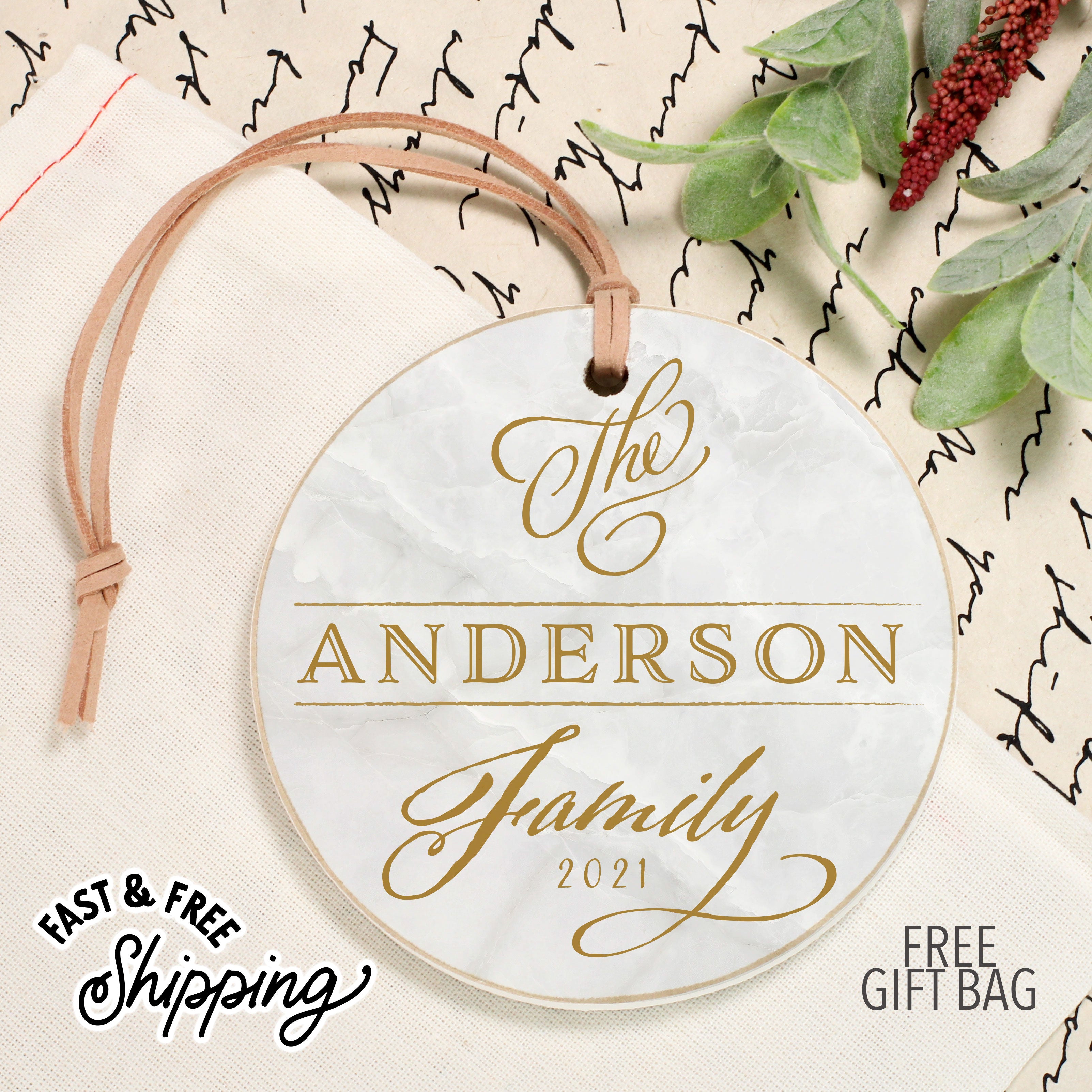 Front view. Customizable Ornament | Family Ornament Holiday Ornaments The WAREHOUSE Studio