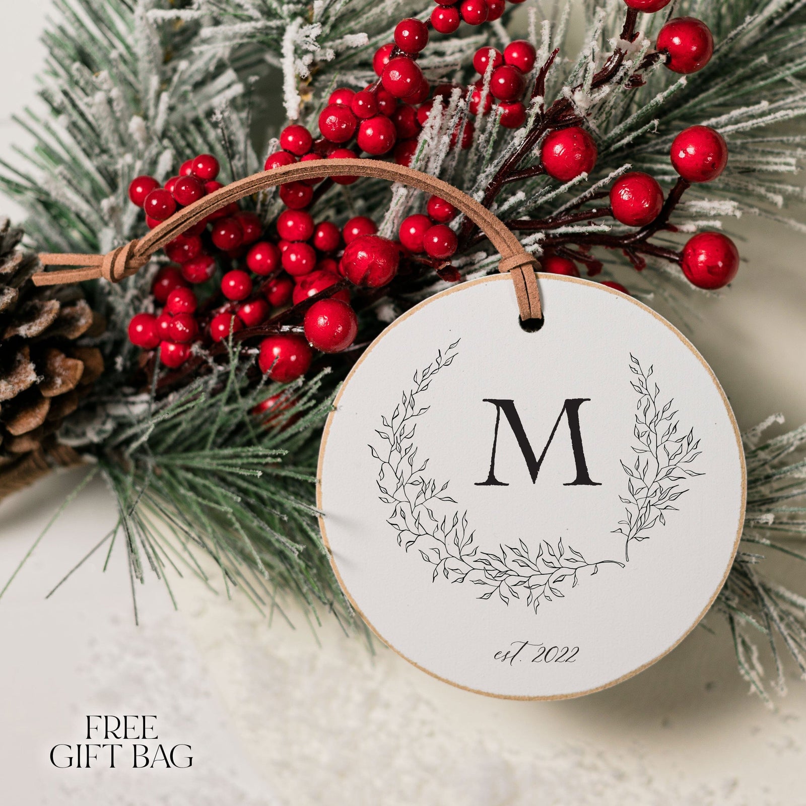 Customizable Ornament | Flourish Stems Initial Custom Ornament The WAREHOUSE Studio