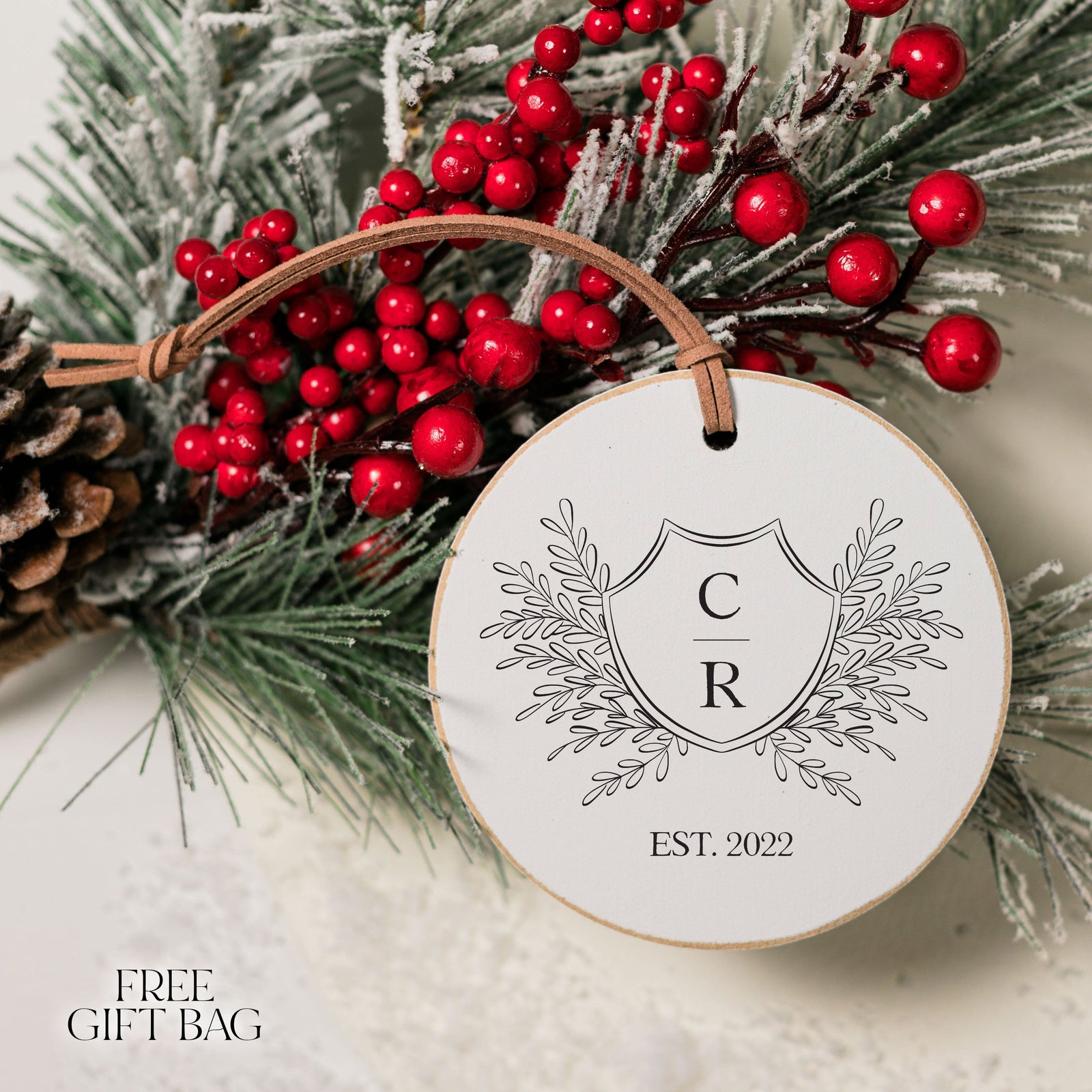 Customizable Ornament | Initial Crest Holiday Ornaments The WAREHOUSE Studio