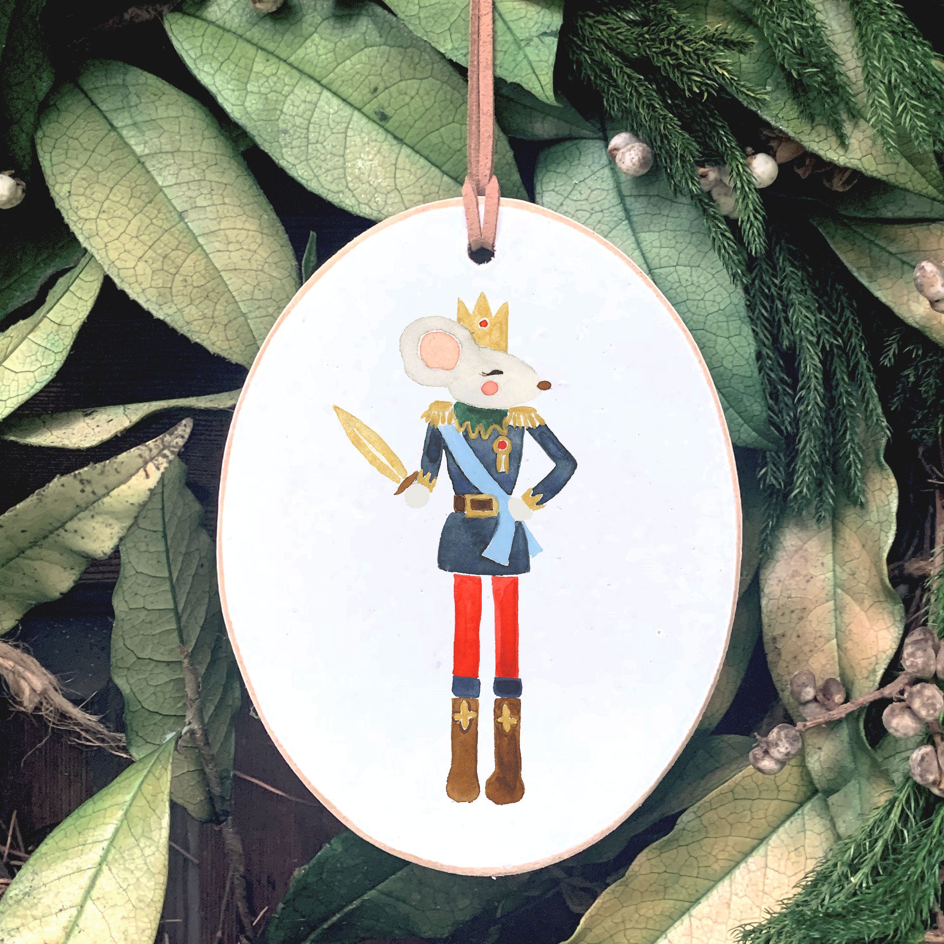 Front View. Customizable Ornament | Nutcracker Mouse Wood Ornaments The WAREHOUSE Studio