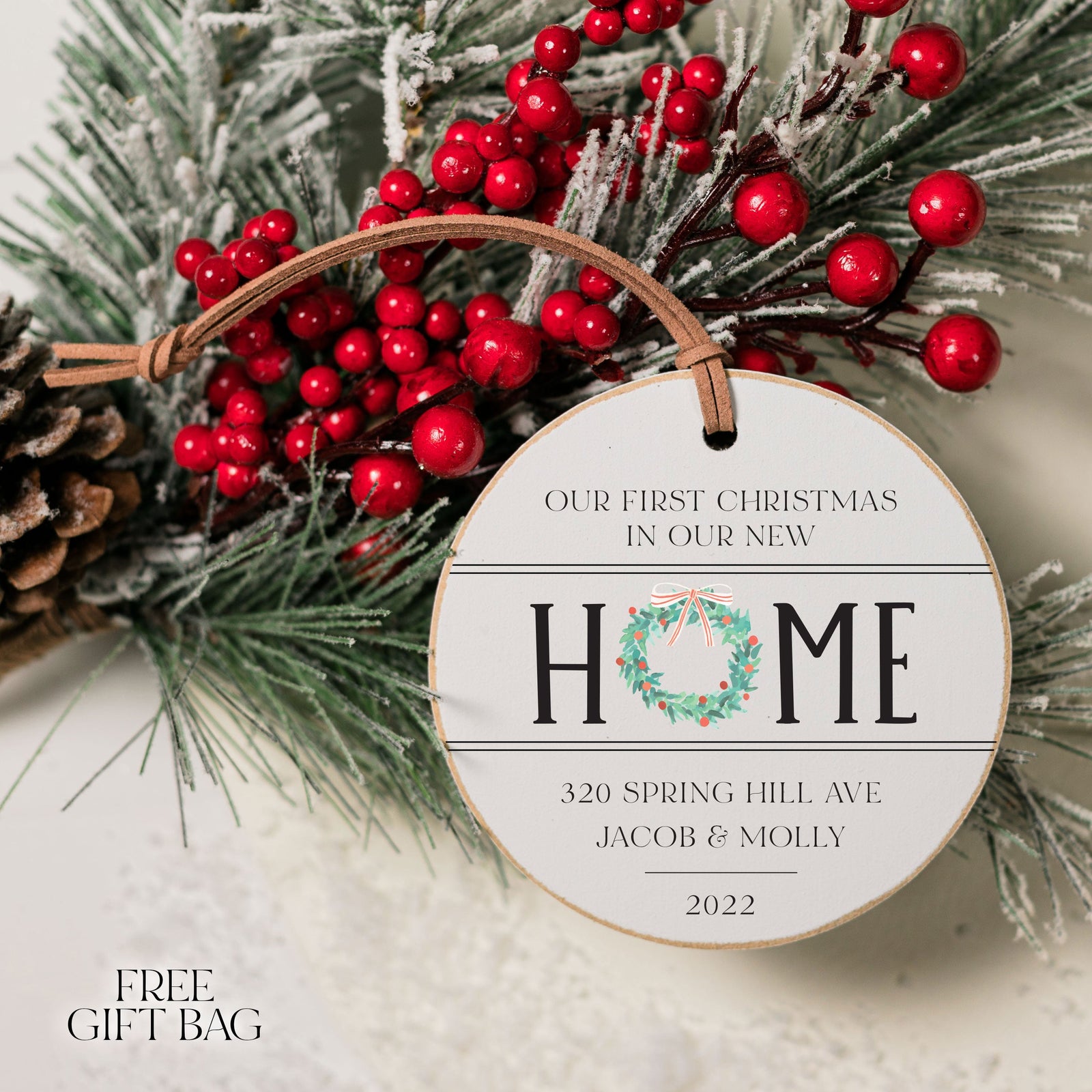 Customizable Ornament | Our First Home Wreath Holiday Ornaments The WAREHOUSE Studio