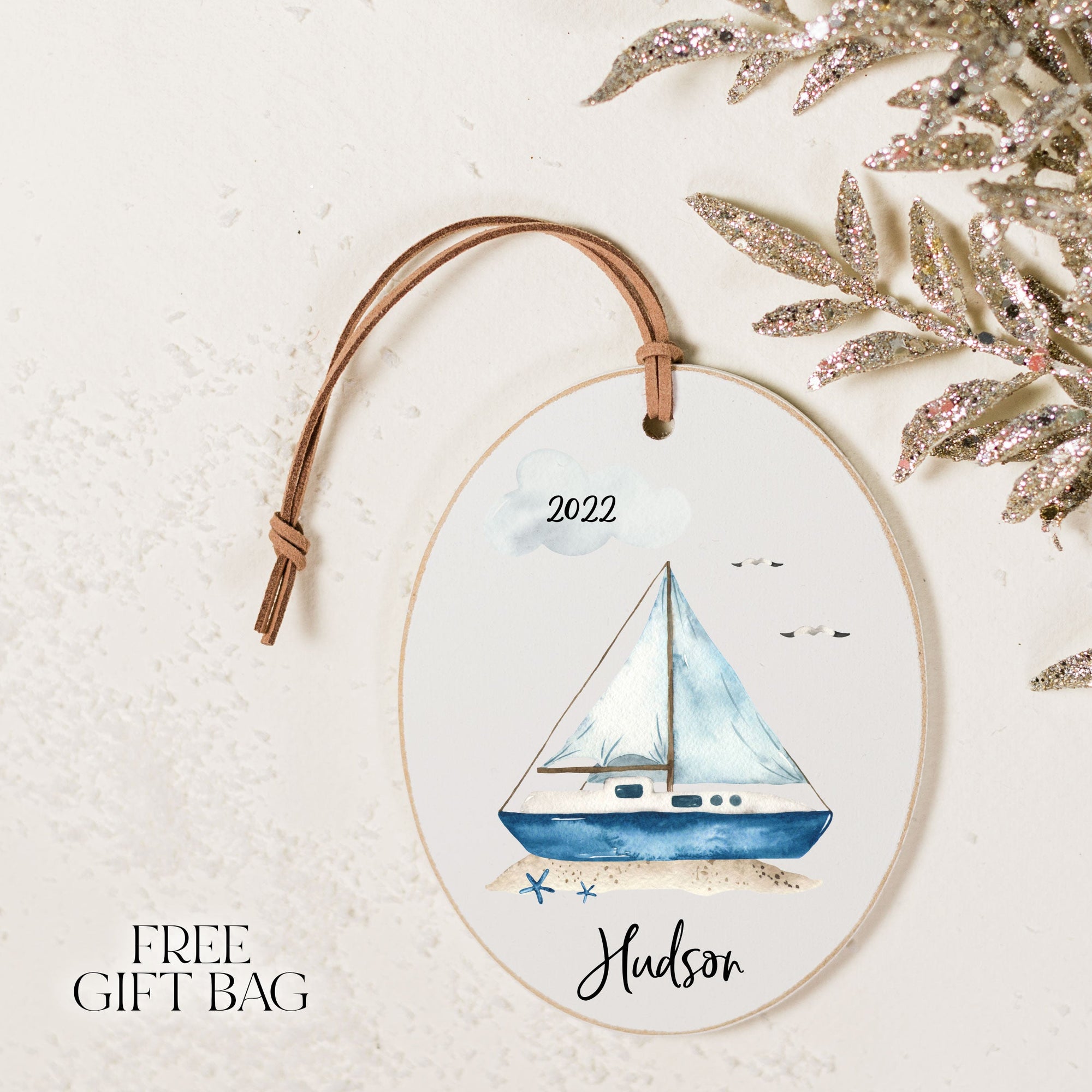 Customizable Ornament | Sail Boat Holiday Ornaments The WAREHOUSE Studio 