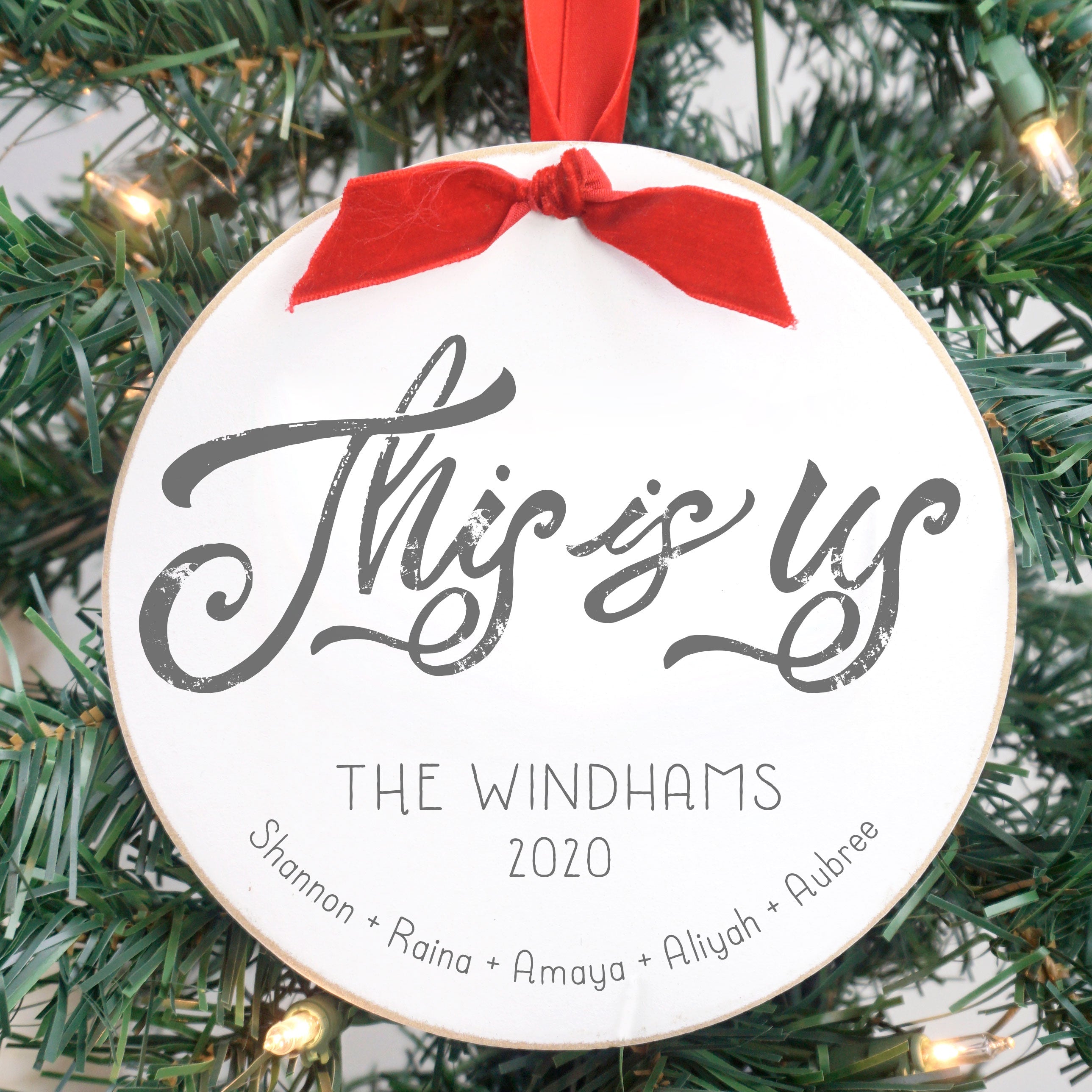 Front View. Customizable Ornament | This is Us Wood Ornaments The WAREHOUSE Studio