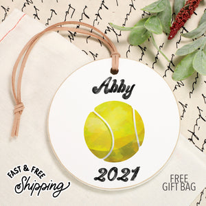 Tennis Front View. Customizable Ornament | Watercolor Sports Holiday Ornaments The WAREHOUSE Studio