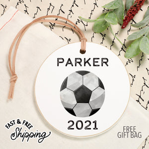 Soccer Front View. Customizable Ornament | Watercolor Sports Holiday Ornaments The WAREHOUSE Studio