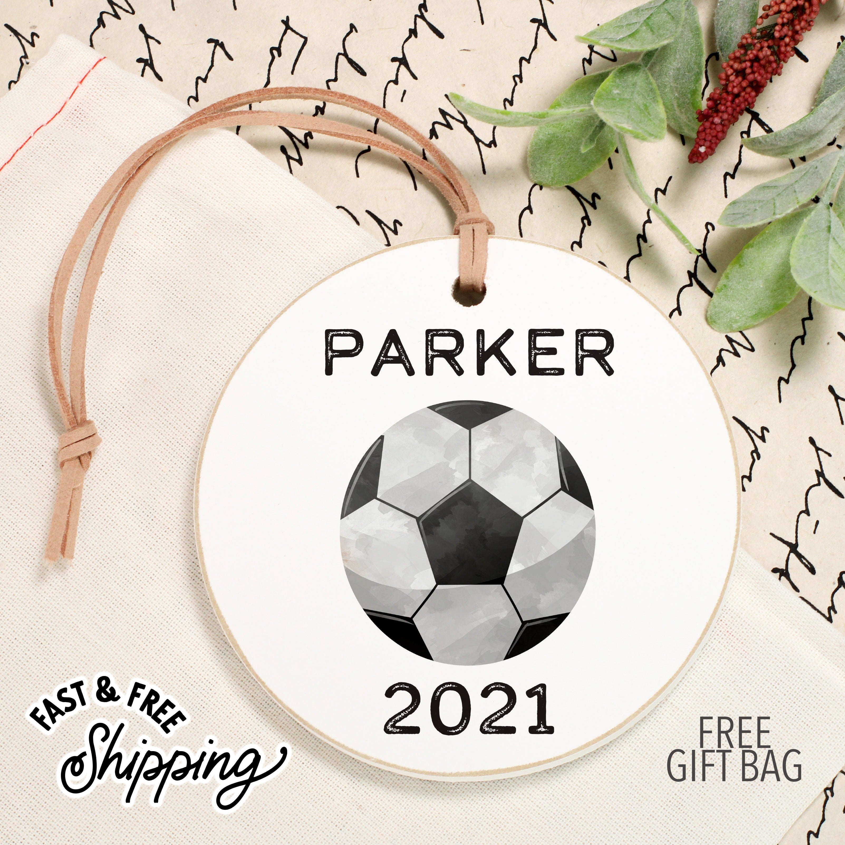 Soccer Front View. Customizable Ornament | Watercolor Sports Holiday Ornaments The WAREHOUSE Studio