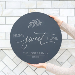 Front view. Home Sweet Home Sign | Custom Wood Signs | Custom Wood Name Signs Wood Signs The WAREHOUSE Studio