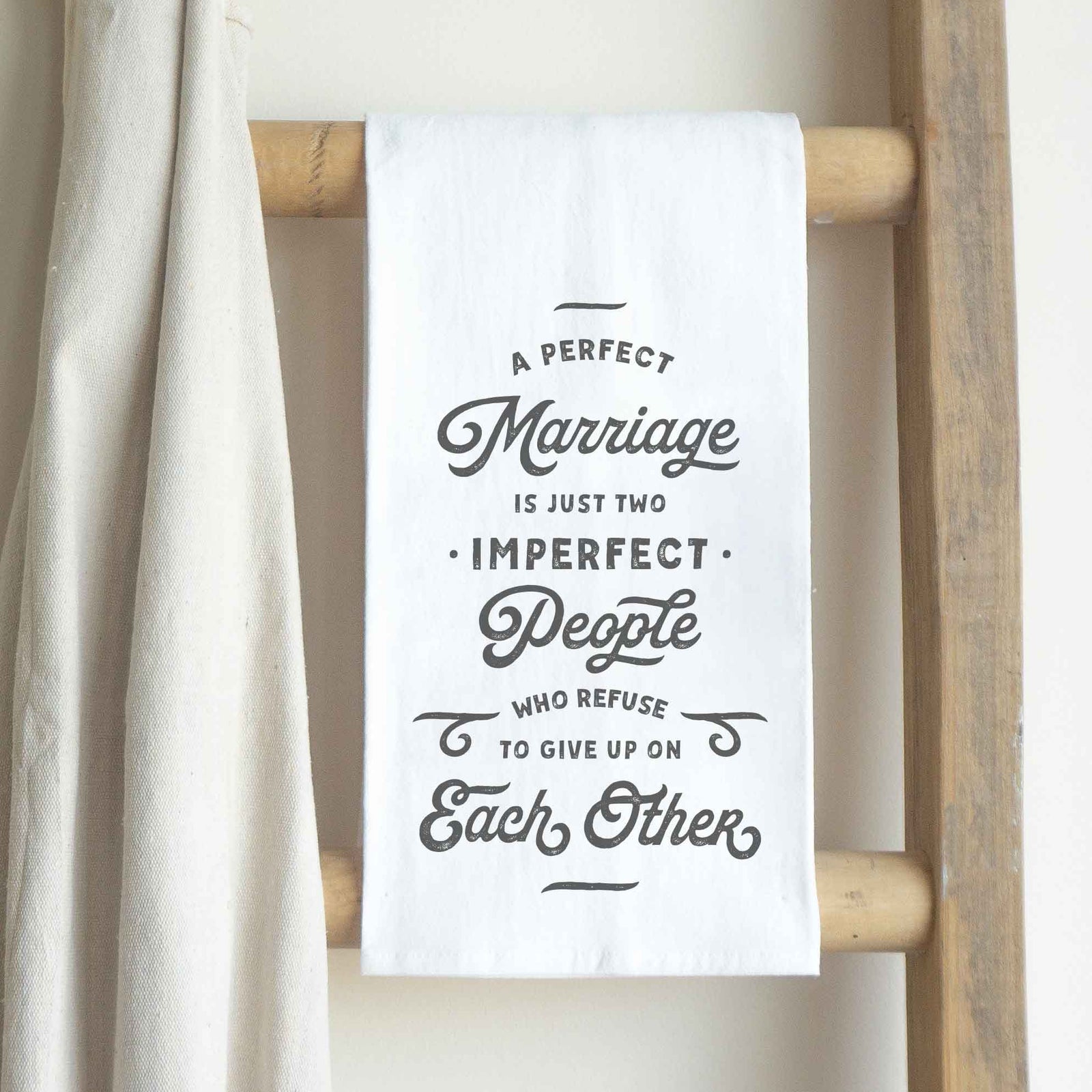 Front View. Kitchen Towel | Tea Towel-A Perfect Marriage tea towel The WAREHOUSE Studio