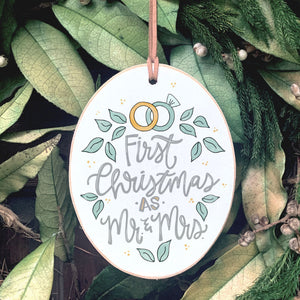 Front View. Ornament | First Christmas | Wedding Christmas Wood Ornaments The WAREHOUSE Studio