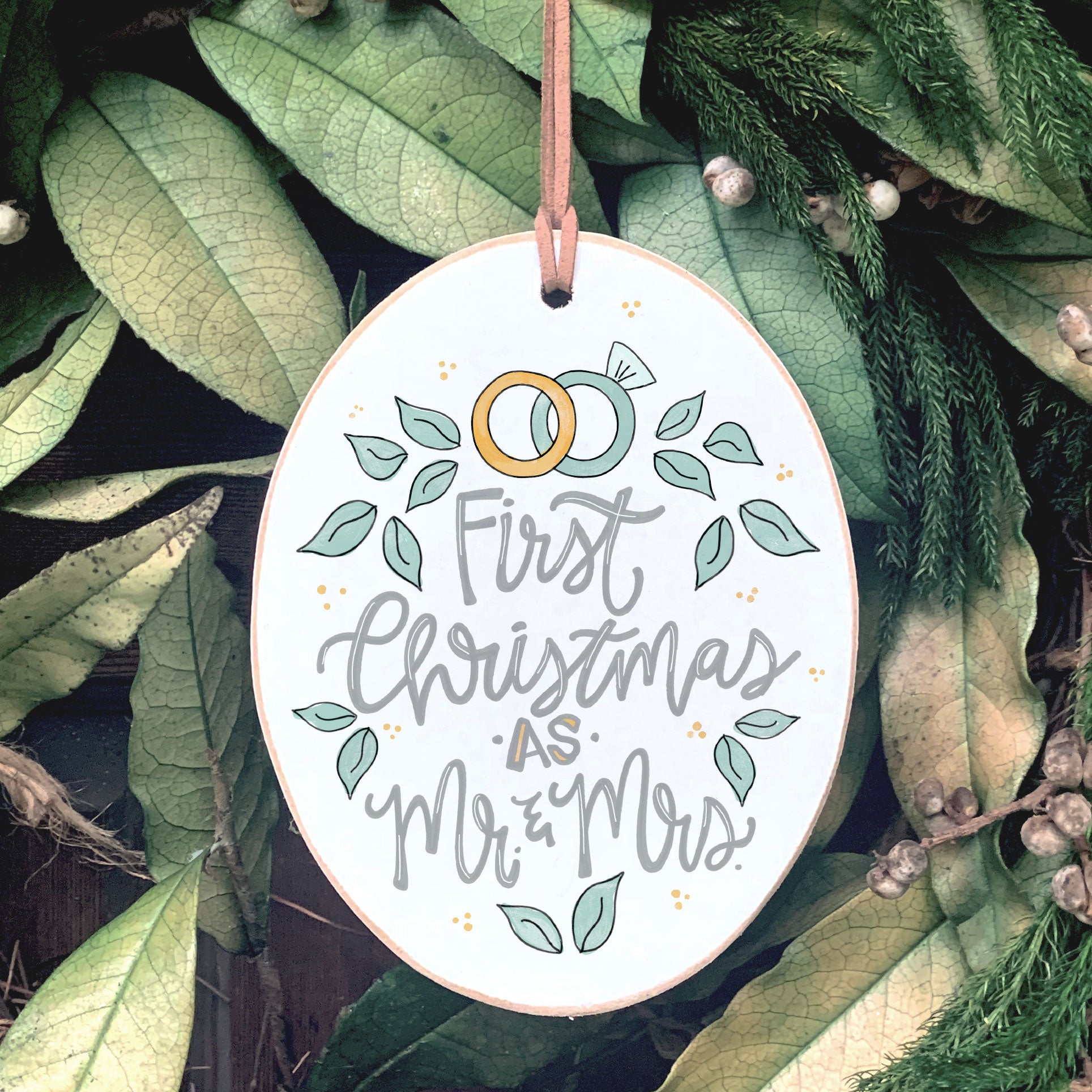 Front View. Ornament | First Christmas | Wedding Christmas Wood Ornaments The WAREHOUSE Studio