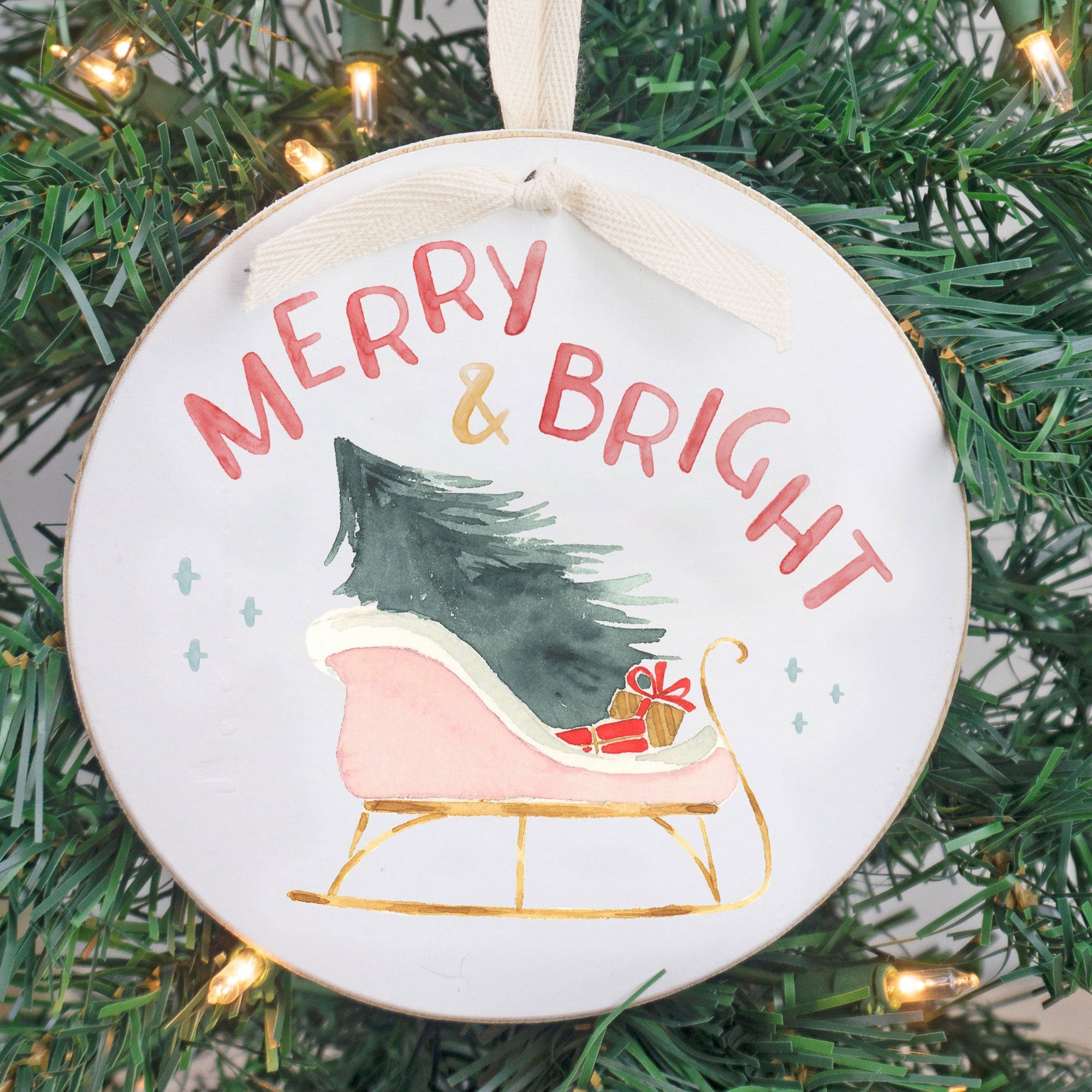 Front View. Ornament | Merry Sleigh Ride Wood Ornaments The WAREHOUSE Studio 