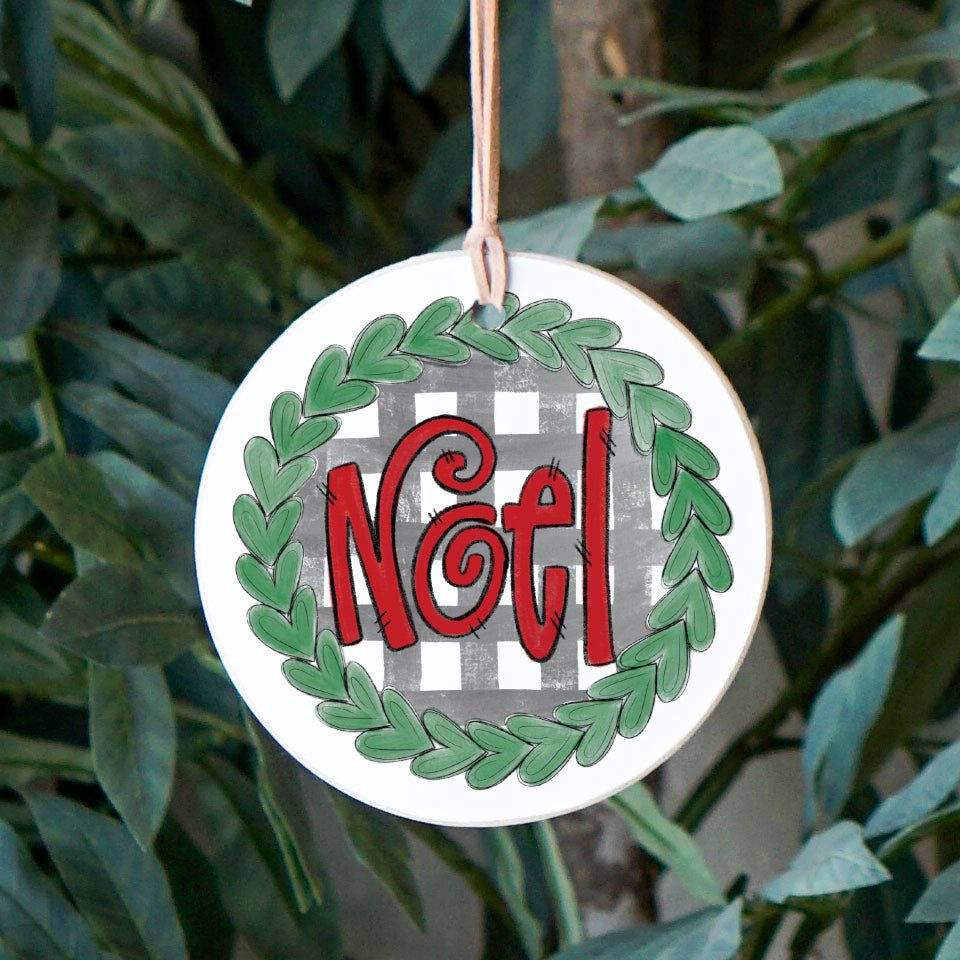 Noel Front View. Ornament Ornament | Wreath Check | Christmas Holiday Ornaments The WAREHOUSE Studio
