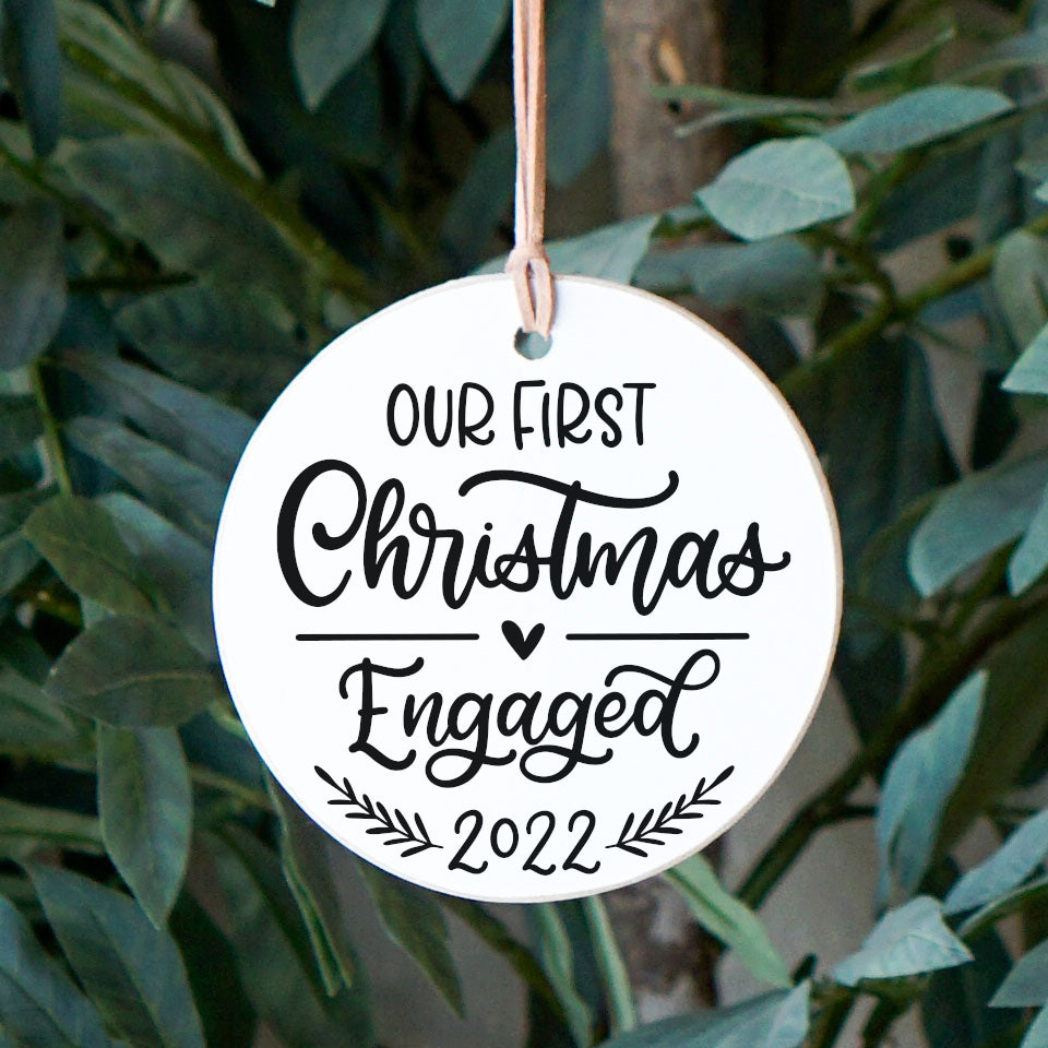 Front View. Ornament | Our First | Christmas Wood Ornaments The WAREHOUSE Studio