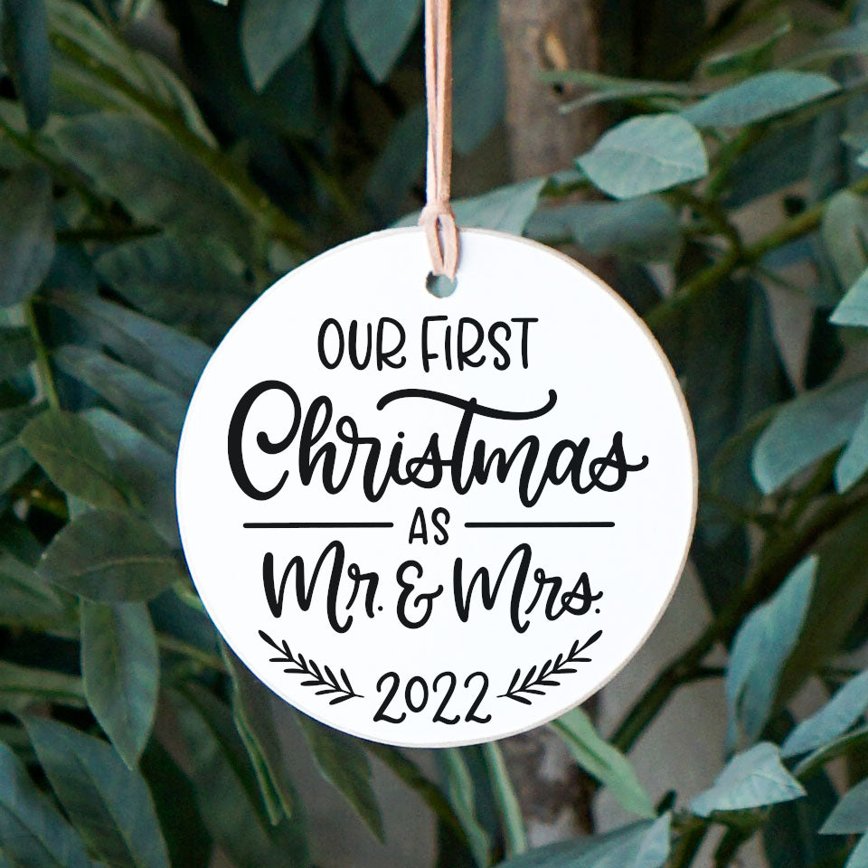 Front View. Ornament | Our First | Christmas Wood Ornaments The WAREHOUSE Studio