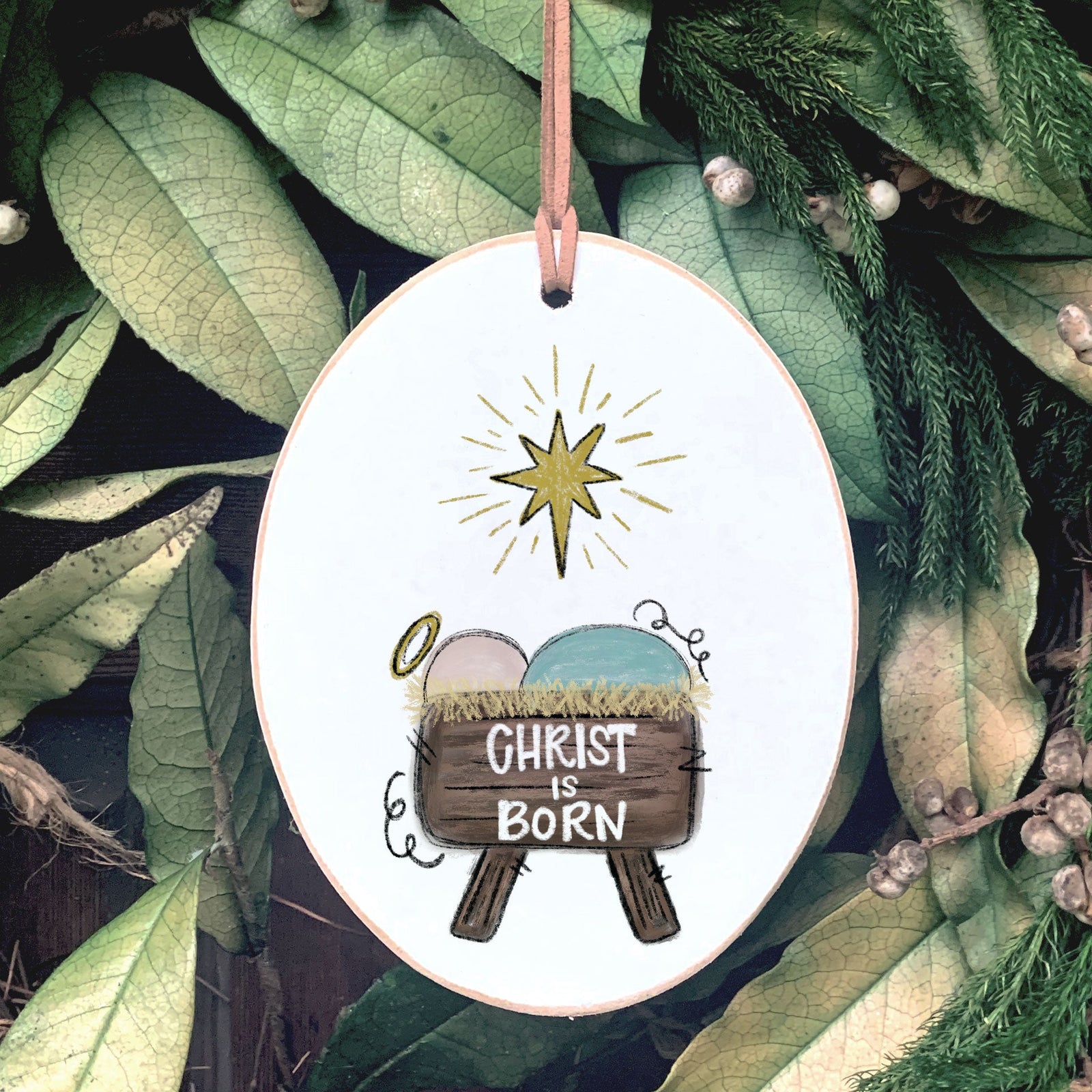 Front View. Ornaments | Christ Is Born | Whimsy Nativity Wood Ornaments The WAREHOUSE Studio