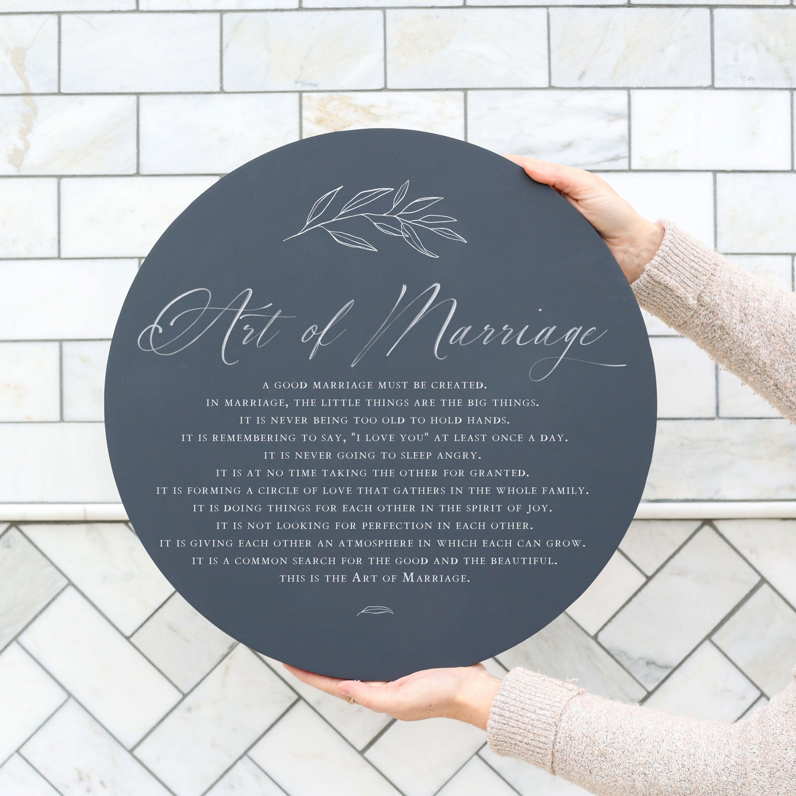 Front View. Round Sign | Art Of Marriage Wood Signs The WAREHOUSE Studio