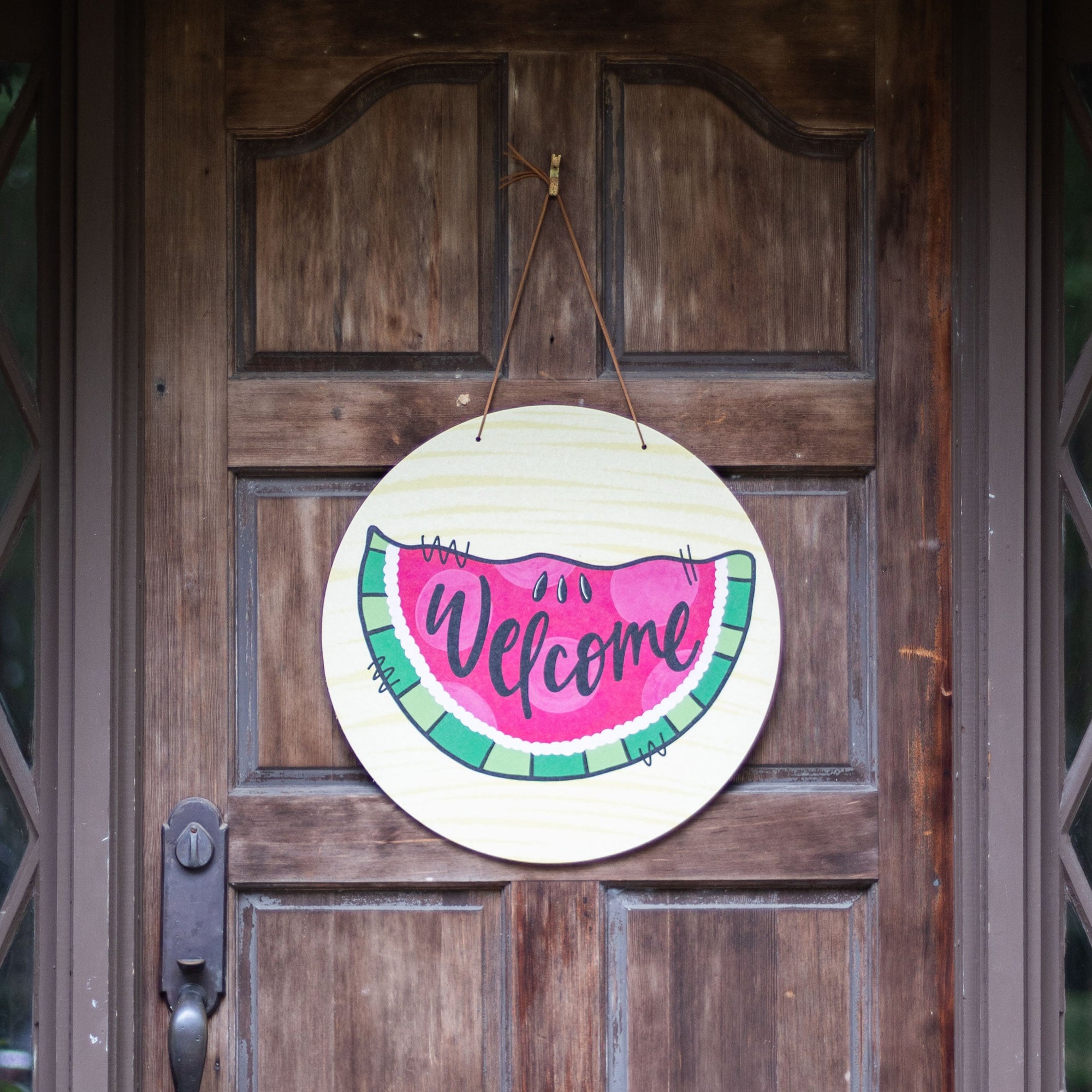 Front View. Summer Door Hanger, Welcome Watermelon Outdoor Ornament/Decor The WAREHOUSE Studio 