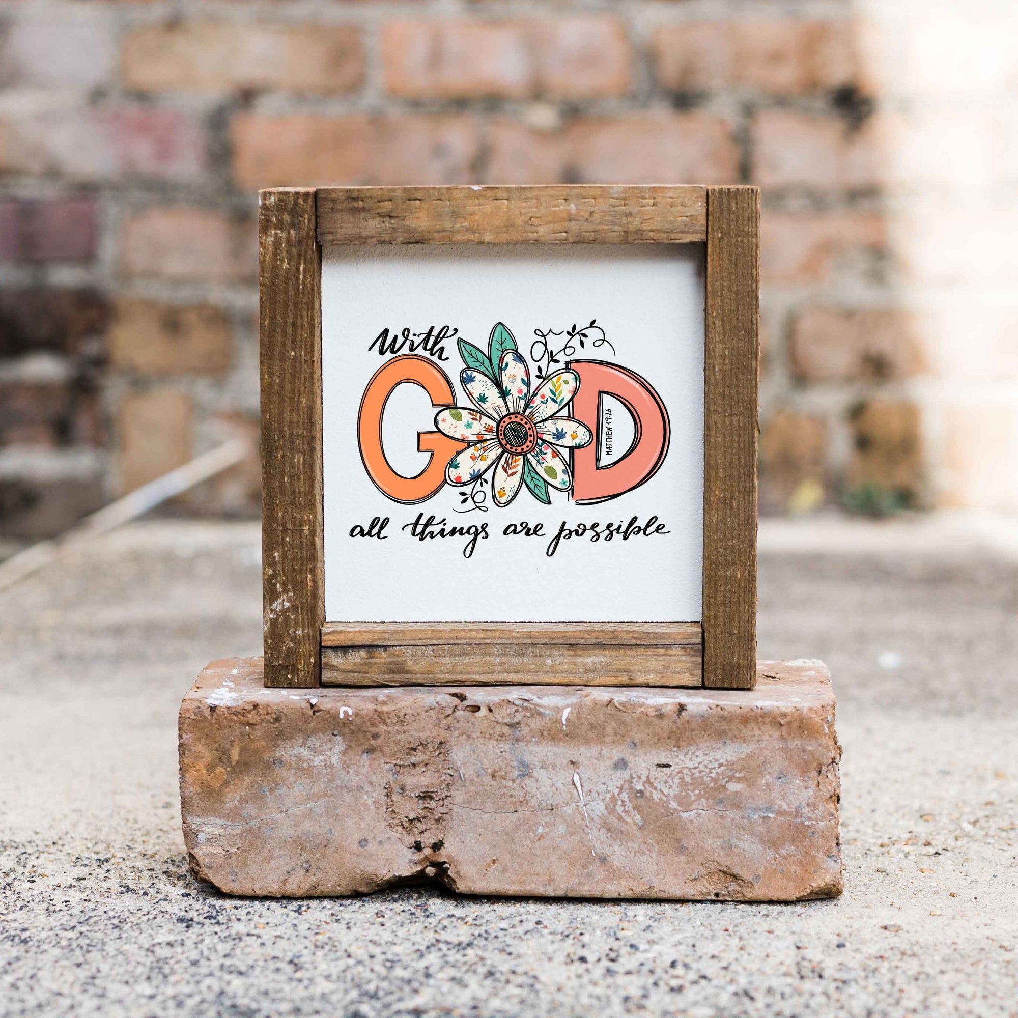 Front View. Verse Sign | With God | Scripture Sign | Small Sign | Wood Sign Decor The WAREHOUSE Studio 