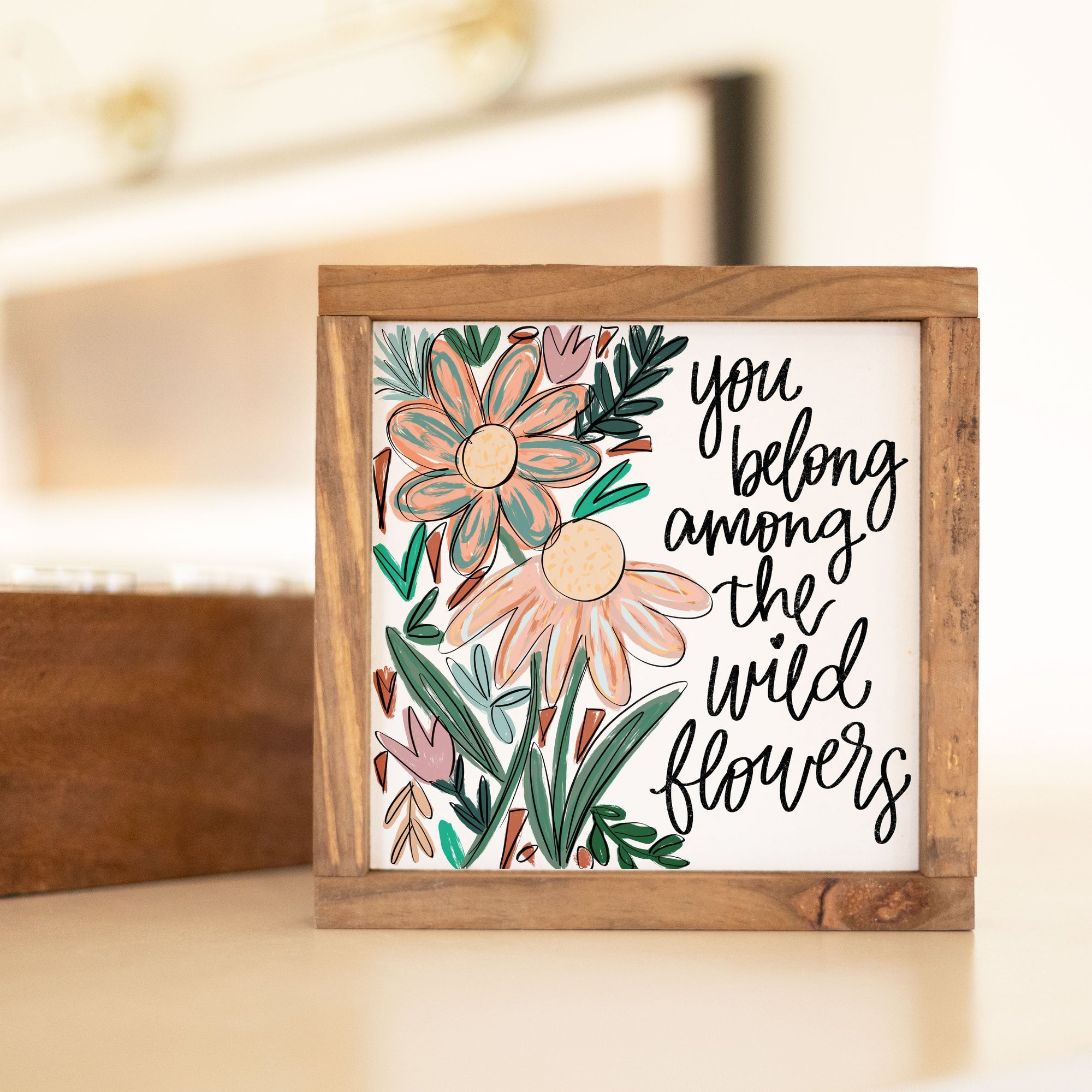 Front View. Among The Wild Flowers,Spring Decor, Gift Giving, Wooden Sign Wood Signs The WAREHOUSE Studio 