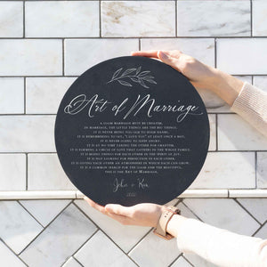 Front View. Art of Marriage Sign | Personalized Wedding Sign The WAREHOUSE Studio 