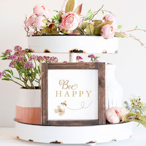 Front View. Be Happy, Spring Decor, Uplifting Gift, Small Wood Sign Wood Signs The WAREHOUSE Studio 