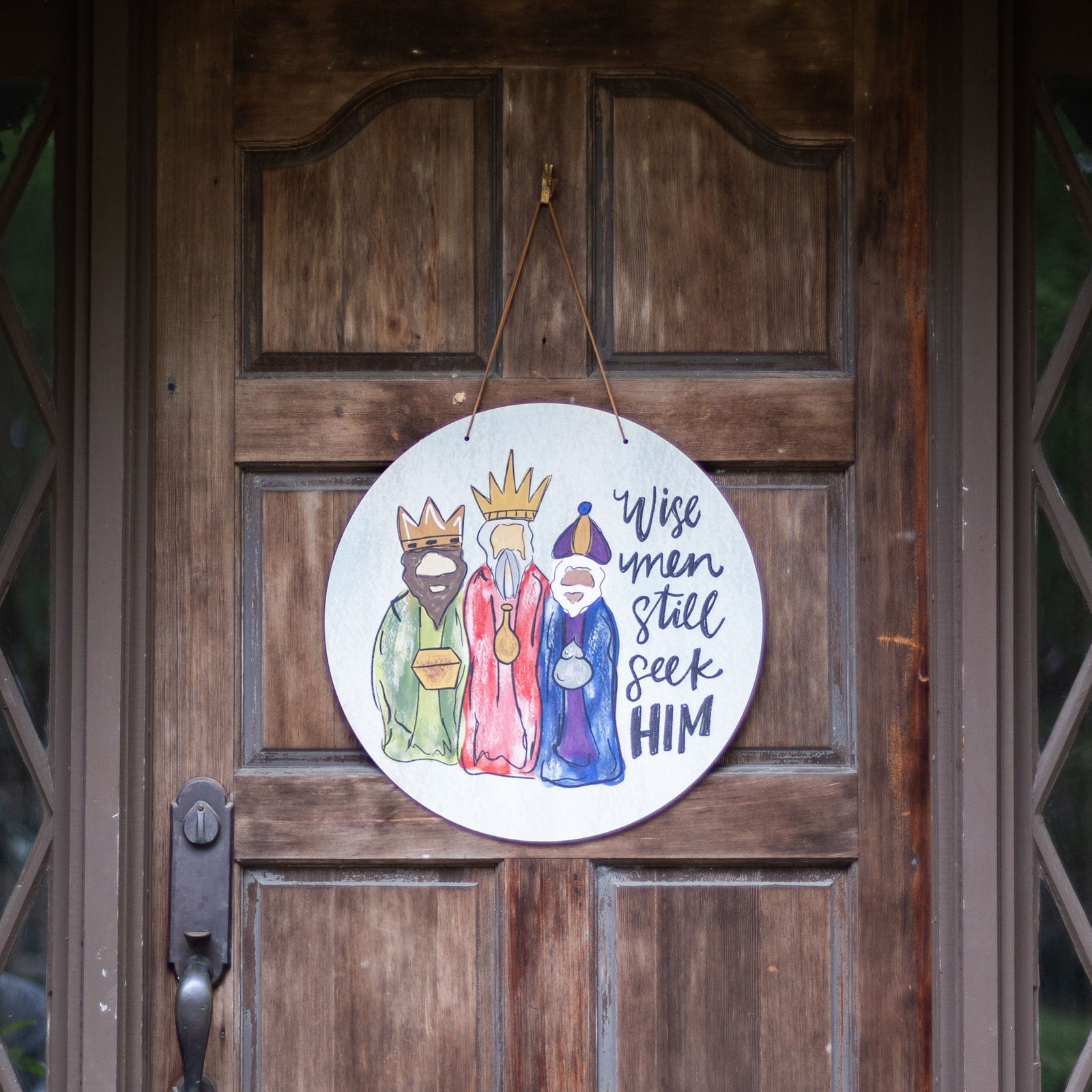 Front View. Christmas Door Hanger, Wise Men Outdoor Ornament/Decor The WAREHOUSE Studio 