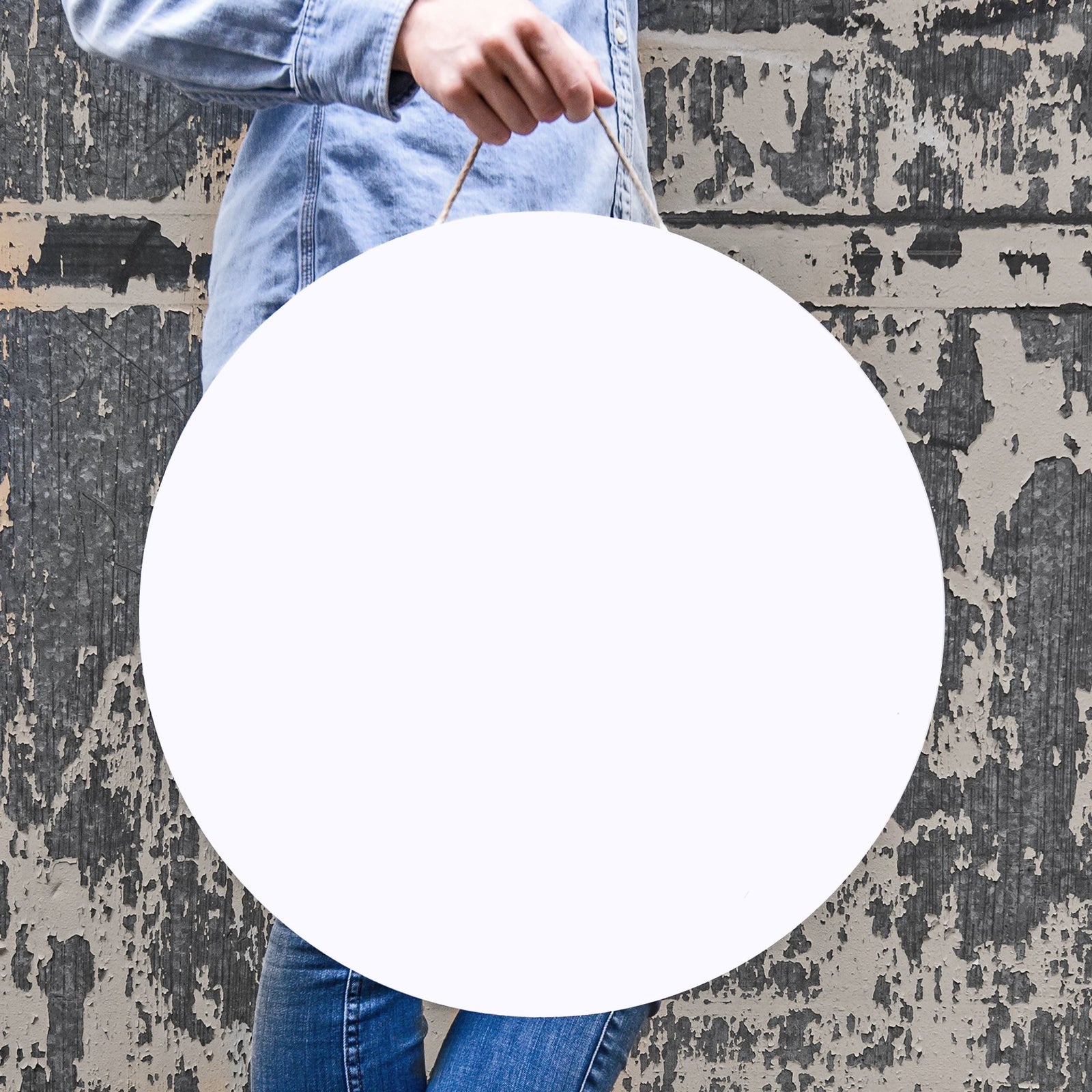 Front View. Custom Round Sign The WAREHOUSE Studio 