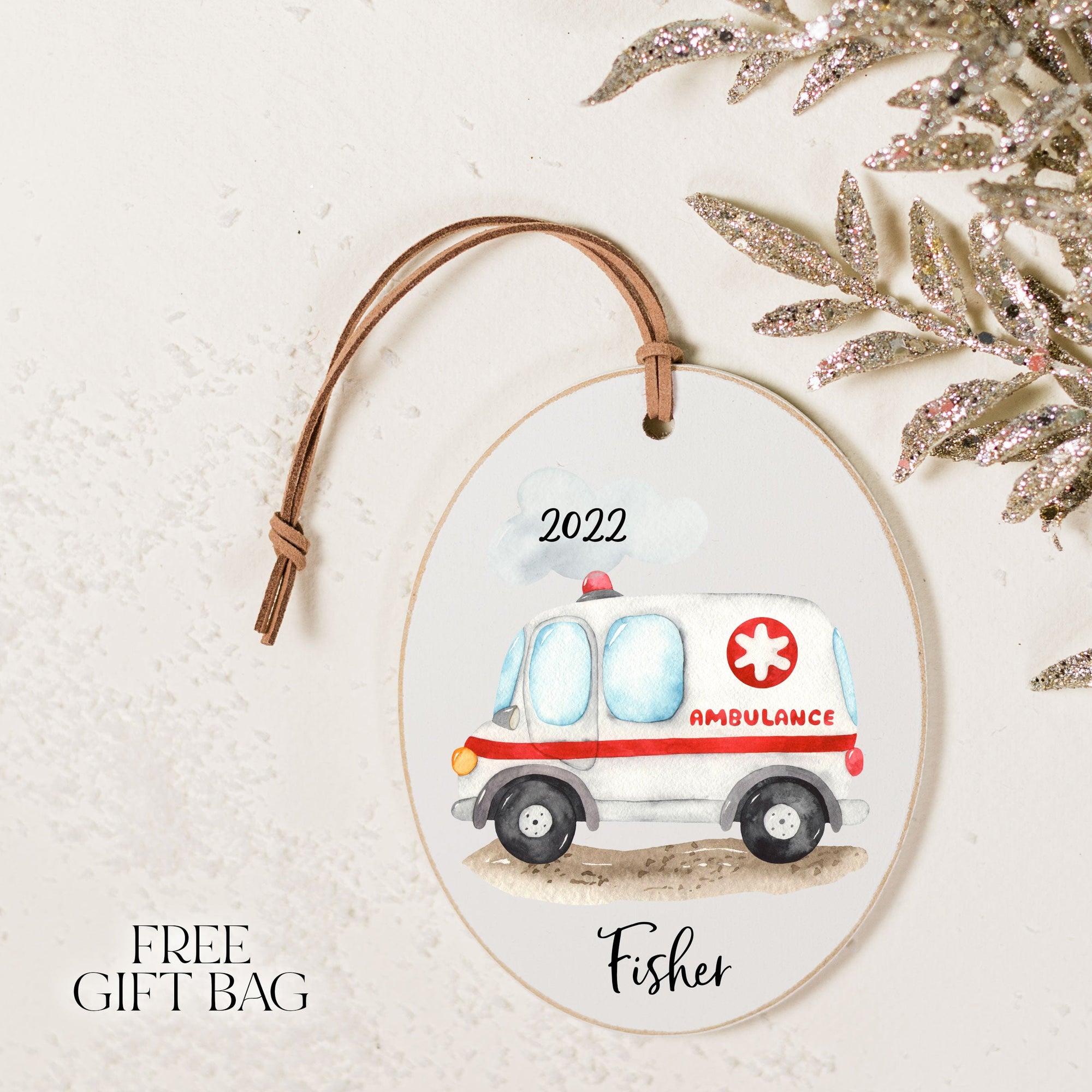 Customizable Ornament | Ambulance Holiday Ornaments The WAREHOUSE Studio 