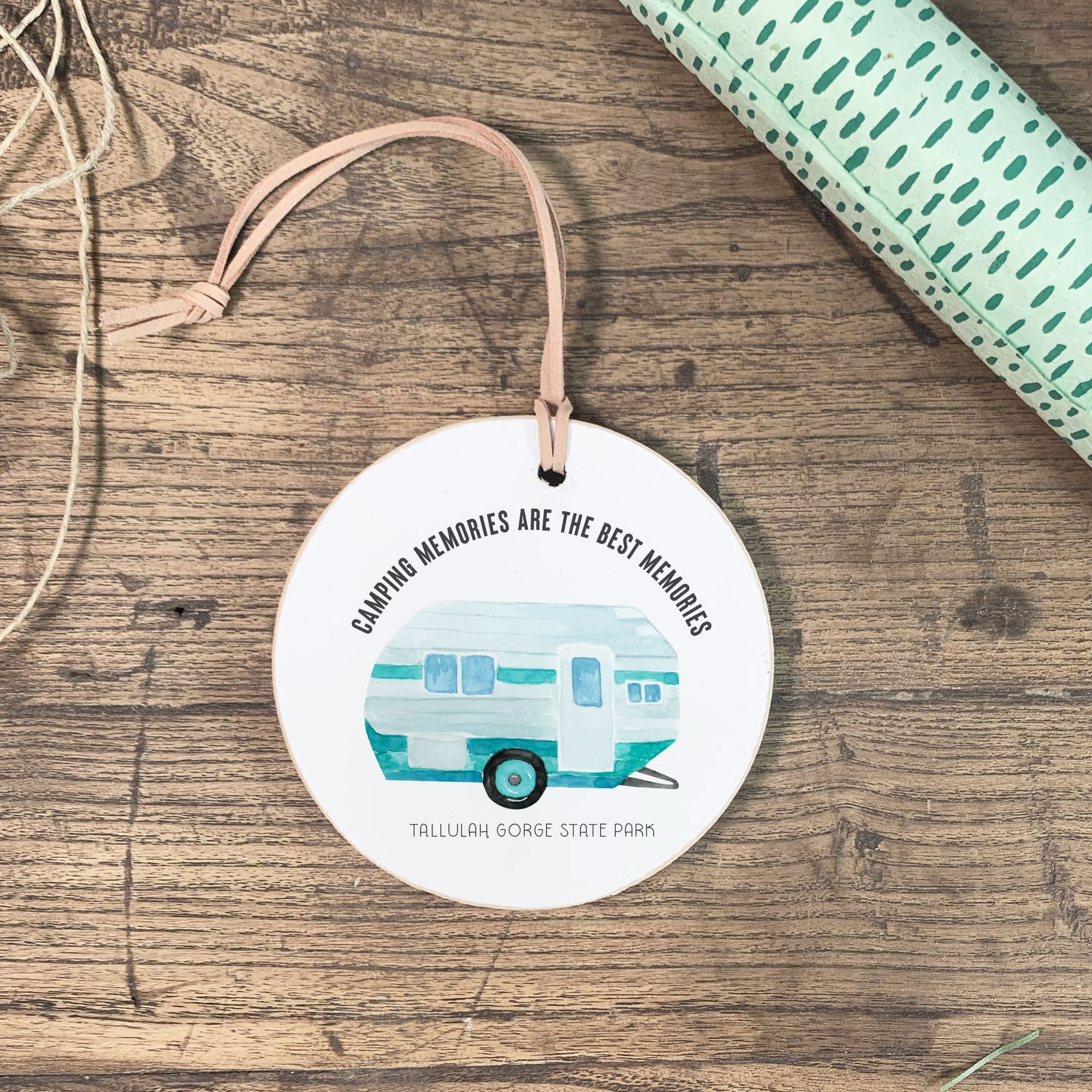 Front View. Customizable Ornament | Camping Memories Holiday Ornaments The WAREHOUSE Studio 