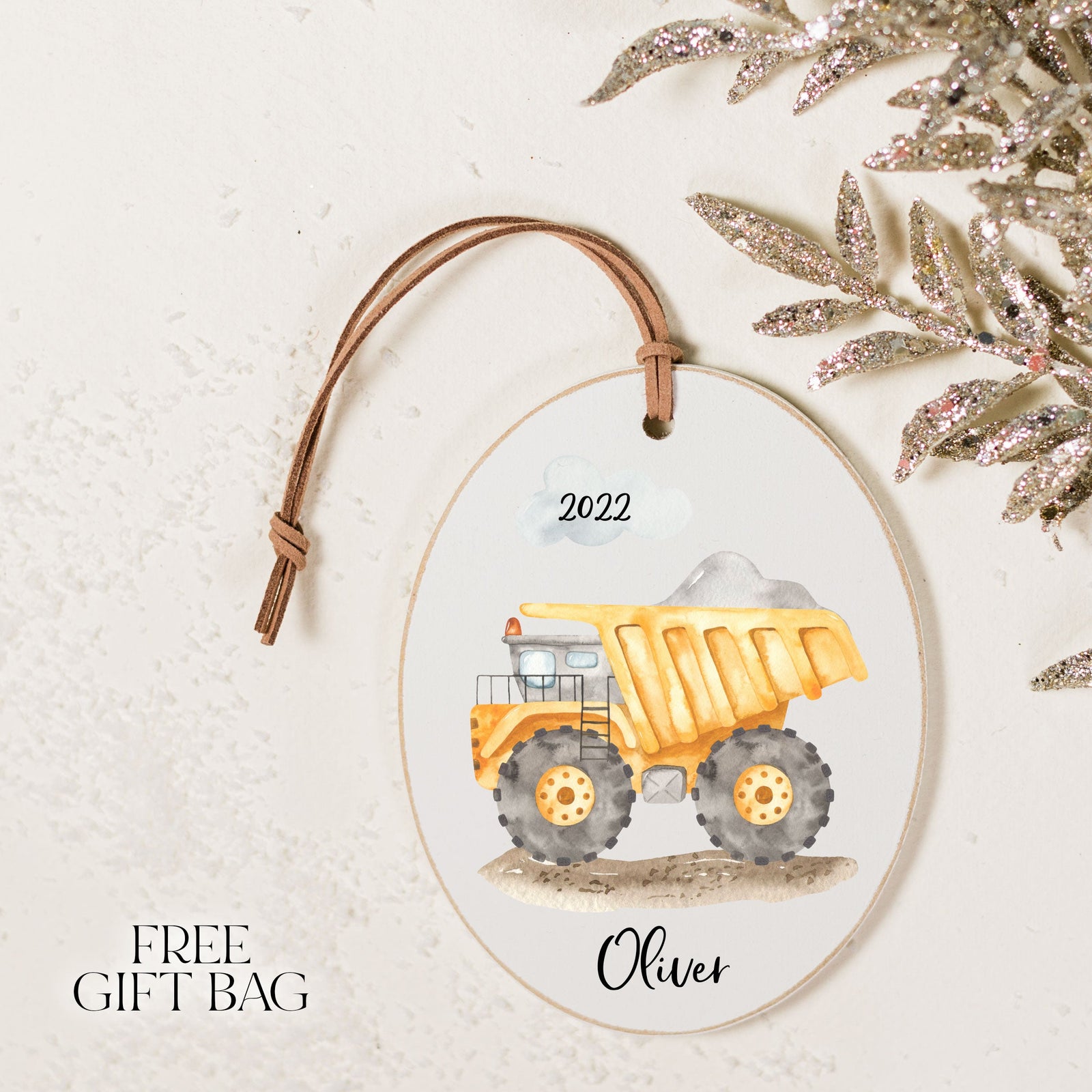Customizable Ornament | Dump Truck Holiday Ornaments The WAREHOUSE Studio 
