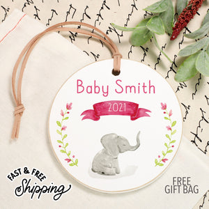 Front View. Customizable Ornament | Elephant Holiday Ornaments The WAREHOUSE Studio 
