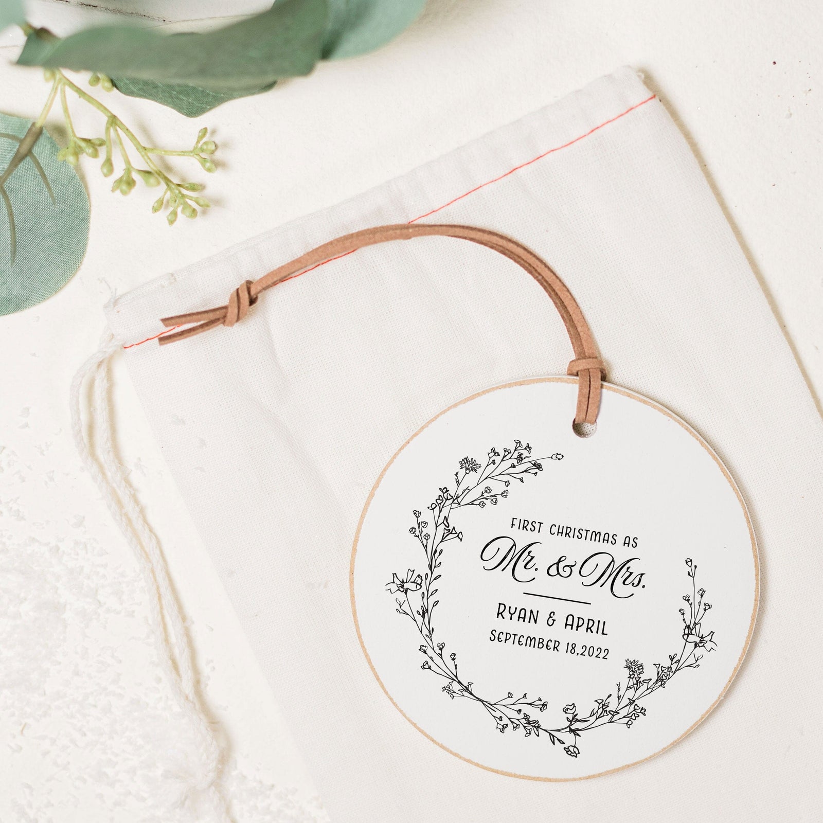 Customizable Ornament | First Christmas as Mr. & Mrs. Custom Ornament The WAREHOUSE Studio 