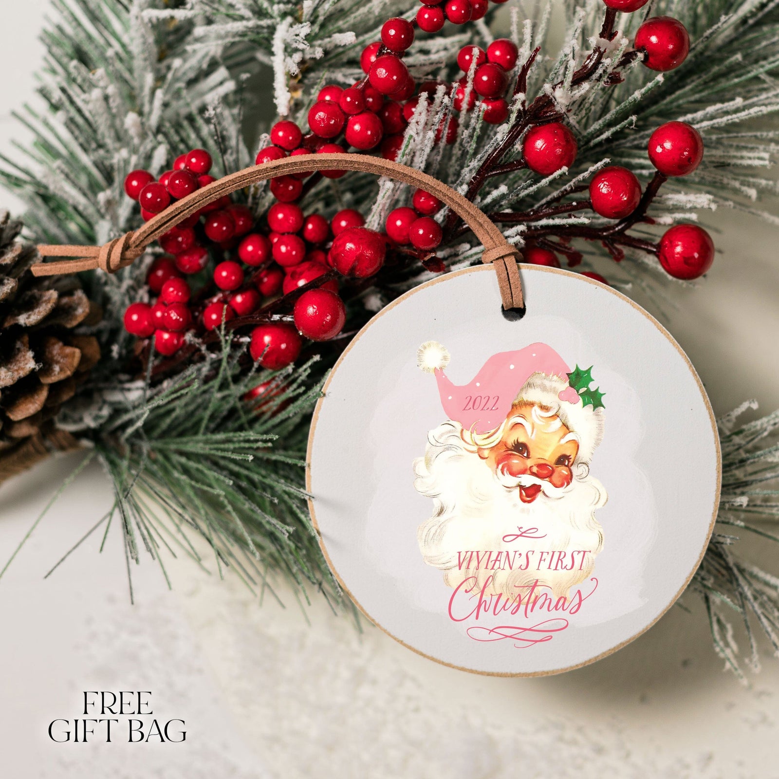 Customizable Ornament | Holly Jolly Santa First Christmas Custom Ornament The WAREHOUSE Studio 
