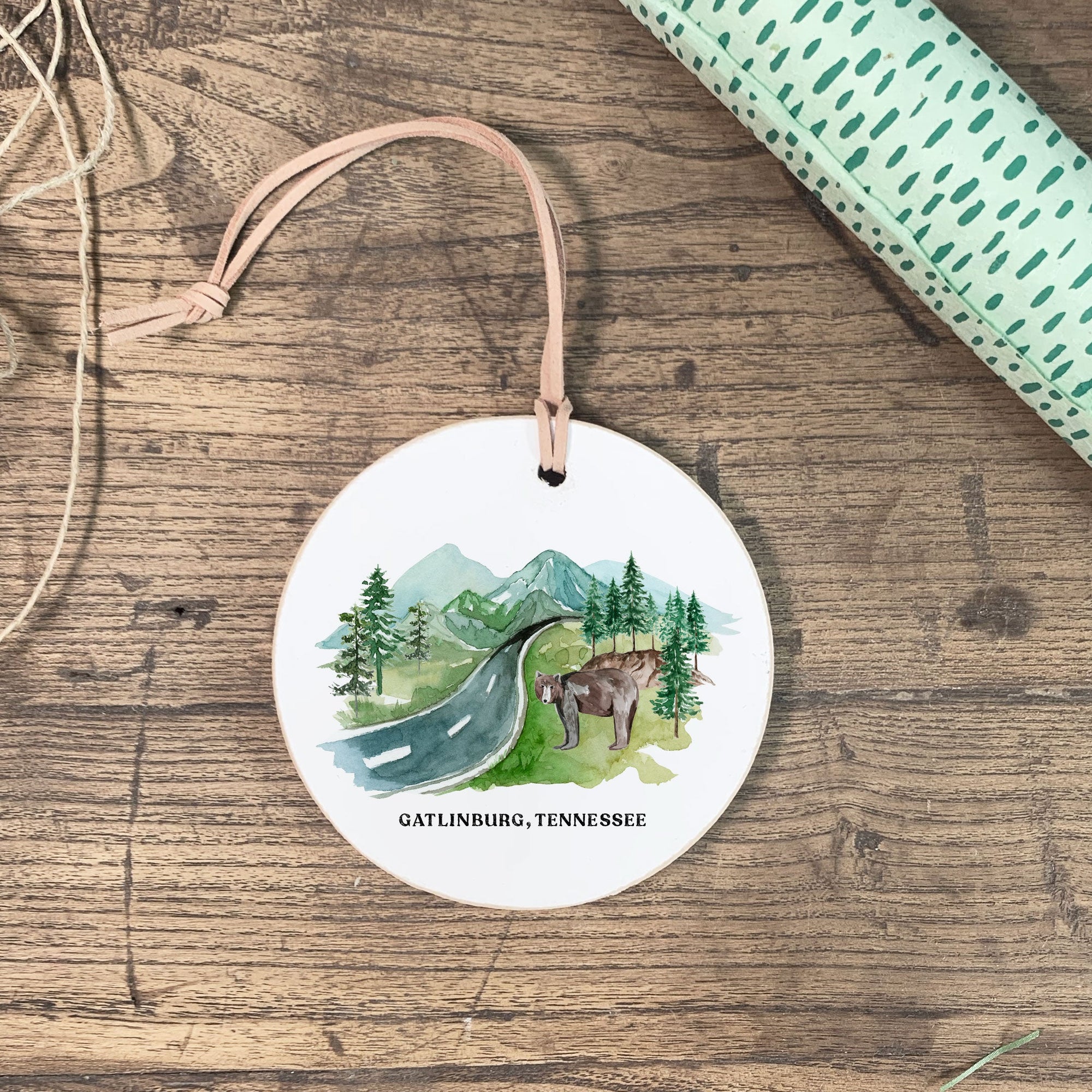 Front View. Customizable Ornament | Mountain Holiday Ornaments The WAREHOUSE Studio 