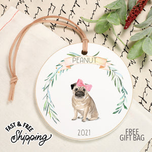 Front View. Customizable Ornament | Personalized Dog Ornaments | Watercolor Dogs Wood Ornaments The WAREHOUSE Studio 