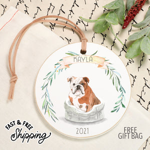 Front View. Customizable Ornament | Personalized Dog Ornaments | Watercolor Dogs Wood Ornaments The WAREHOUSE Studio 