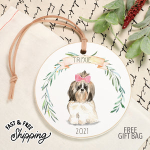 Front View. Customizable Ornament | Personalized Dog Ornaments | Watercolor Dogs Wood Ornaments The WAREHOUSE Studio 