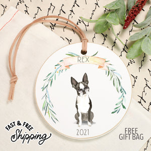 Front View. Customizable Ornament | Personalized Dog Ornaments | Watercolor Dogs Wood Ornaments The WAREHOUSE Studio 