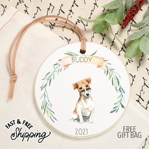Front View. Customizable Ornament | Personalized Dog Ornaments | Watercolor Dogs Wood Ornaments The WAREHOUSE Studio 