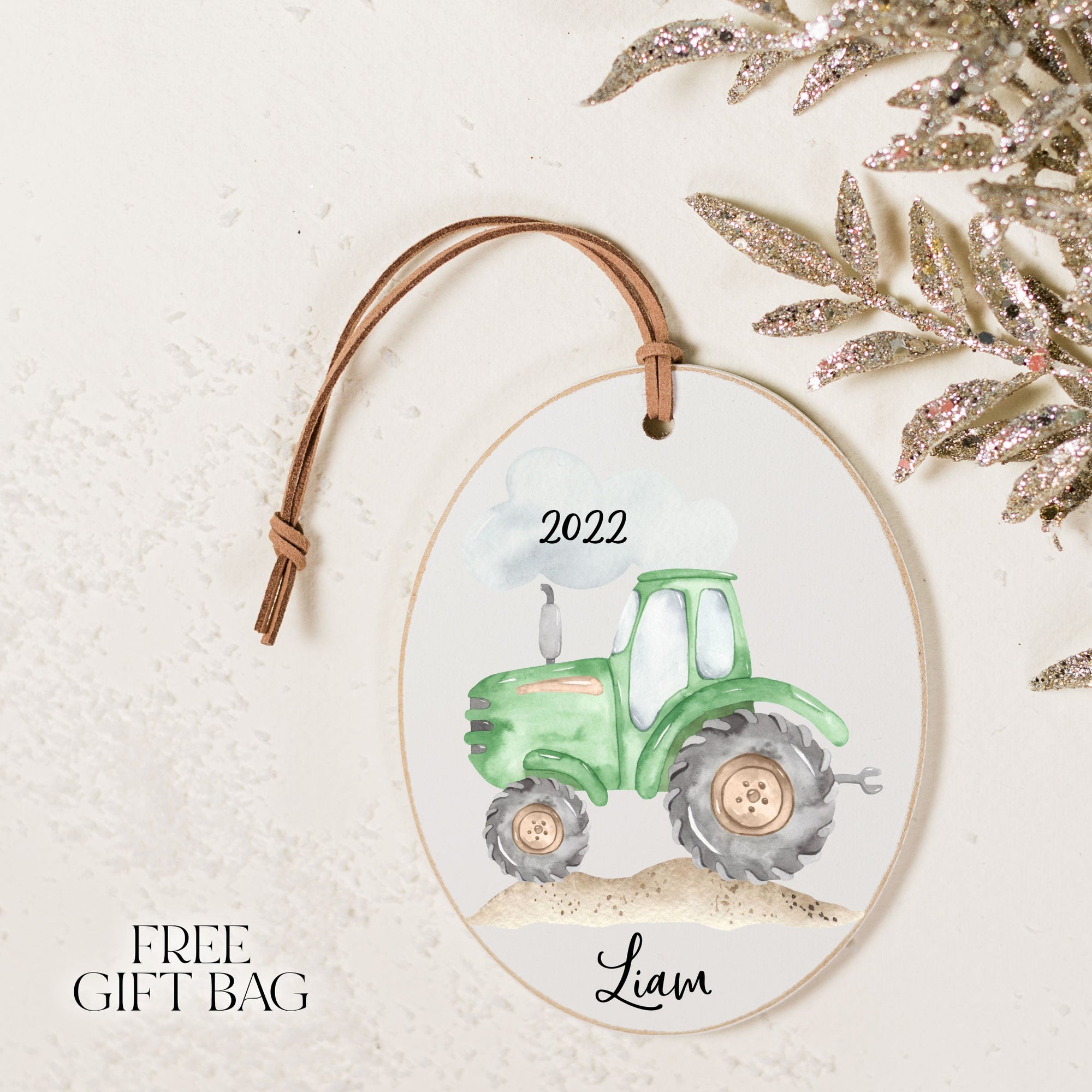 Customizable Ornament | Tractor Holiday Ornaments The WAREHOUSE Studio 