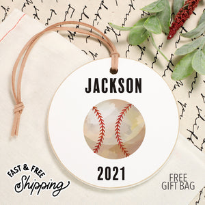Baseball Front View. Customizable Ornament | Watercolor Sports Holiday Ornaments The WAREHOUSE Studio 