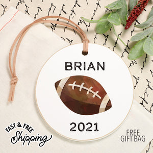 Football Front View. Customizable Ornament | Watercolor Sports Holiday Ornaments The WAREHOUSE Studio 