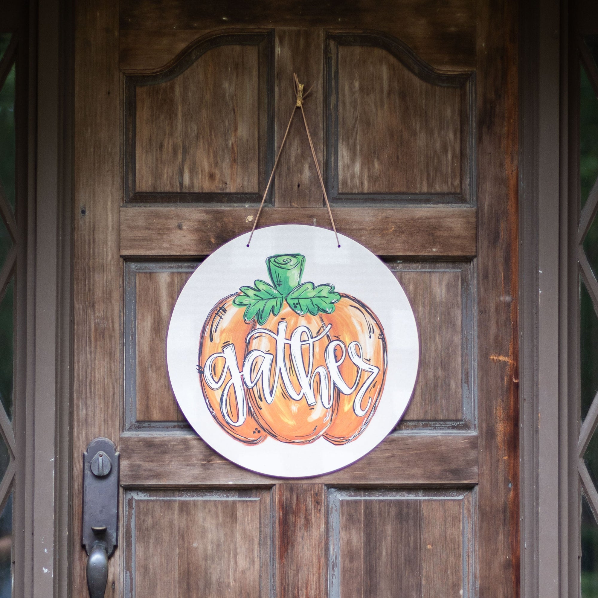 Front View. Fall Door Hanger, Gather Pumpkin Outdoor Ornament/Decor The WAREHOUSE Studio 
