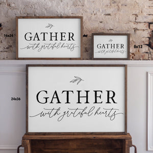 Front View. Gather Sign | Gather with Grateful Hearts Sign | Grateful Sign | Large Wood Sign Wood Signs The WAREHOUSE Studio 