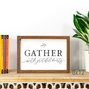 Front View. Gather Sign | Gather with Grateful Hearts Sign | Grateful Sign | Large Wood Sign Wood Signs The WAREHOUSE Studio 