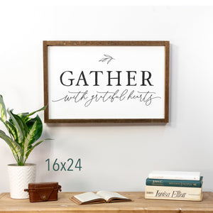 Front View. Gather Sign | Gather with Grateful Hearts Sign | Grateful Sign | Large Wood Sign Wood Signs The WAREHOUSE Studio 